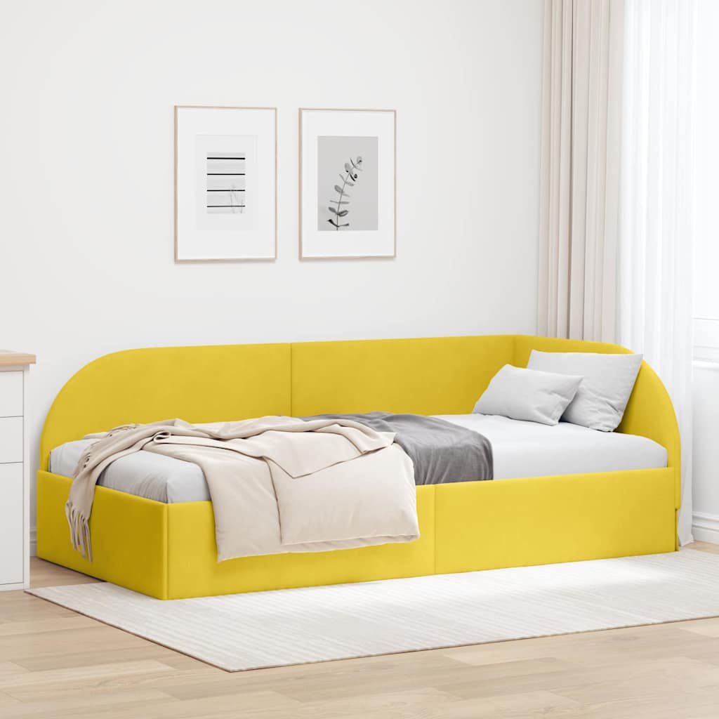 vidaXL Κρεβάτι Γωνίας με κεφαλάρι Κίτρινο 90 εκ x 190 εκ Βελούδο