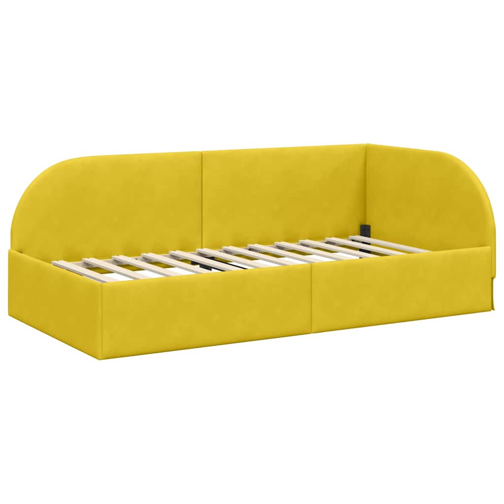 vidaXL Κρεβάτι Γωνίας με κεφαλάρι Κίτρινο 90 εκ x 190 εκ Βελούδο