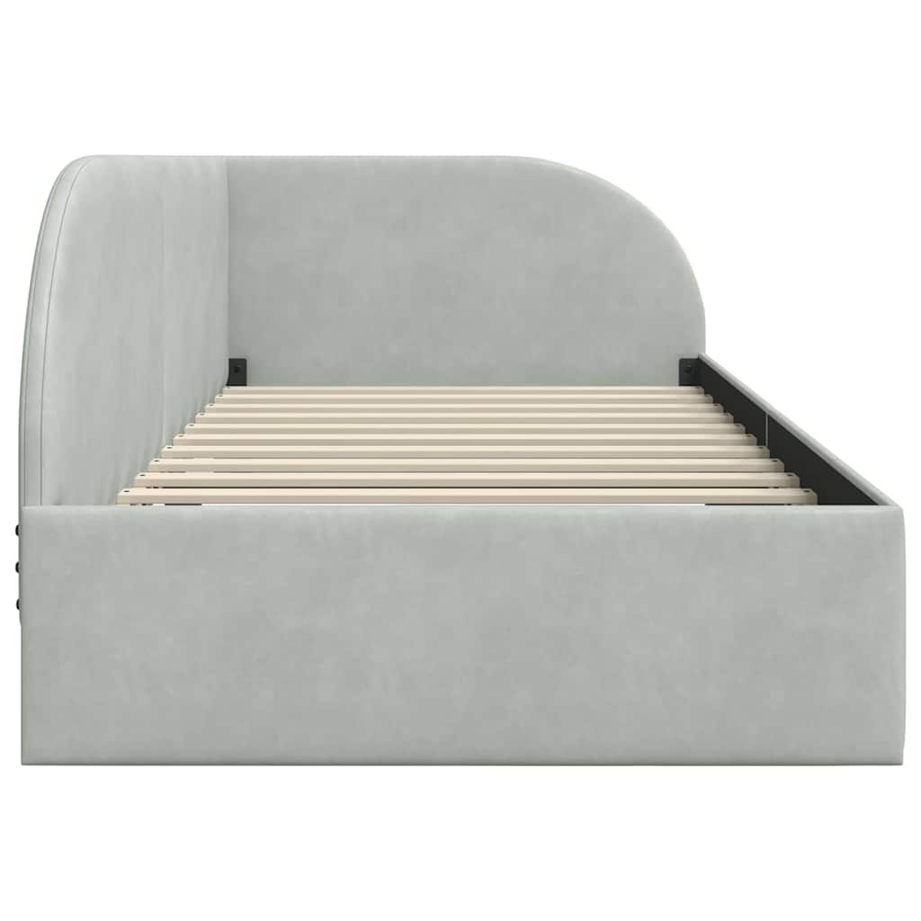 vidaXL Κρεβάτι Γωνίας με κεφαλάρι Ανοιχτό γκρι 90 εκ x 200 εκ Βελούδο