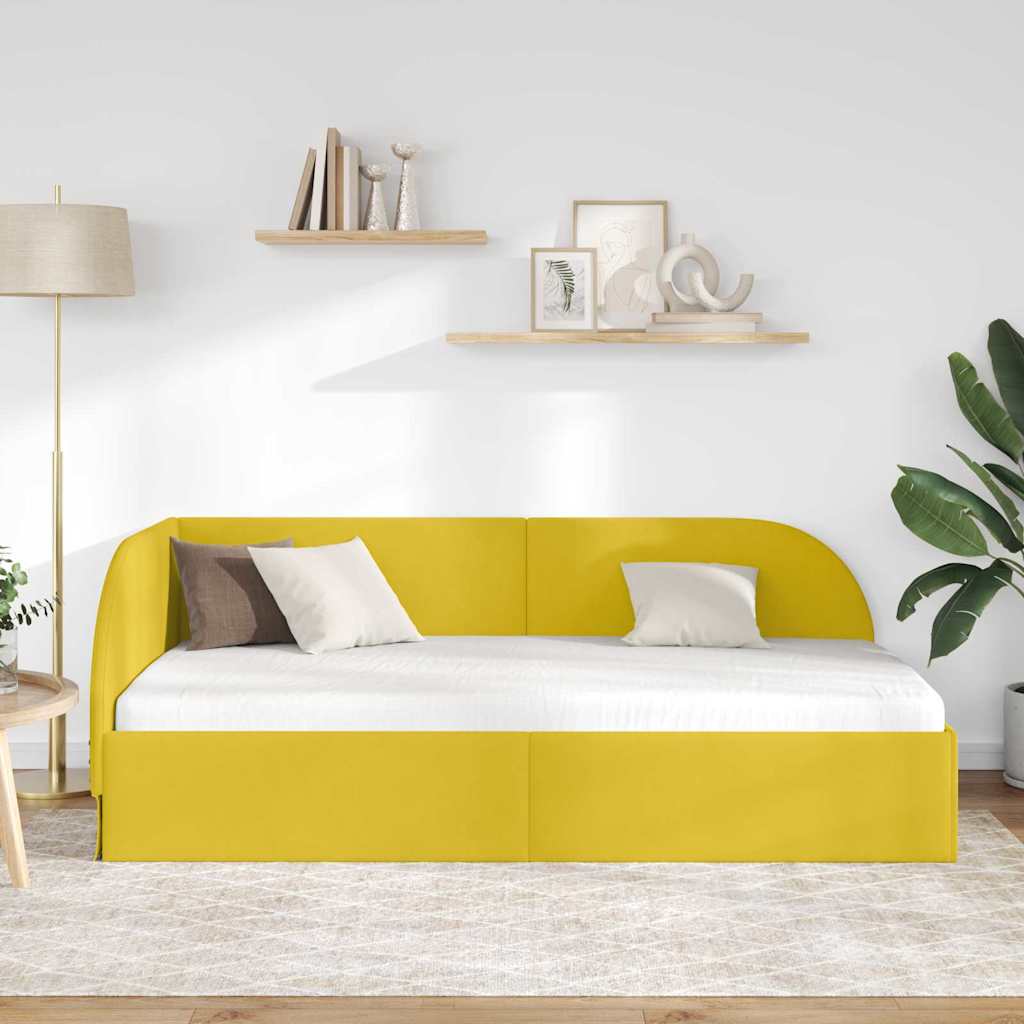 vidaXL Κρεβάτι Γωνίας με κεφαλάρι Κίτρινο 90 εκ x 200 εκ Βελούδο