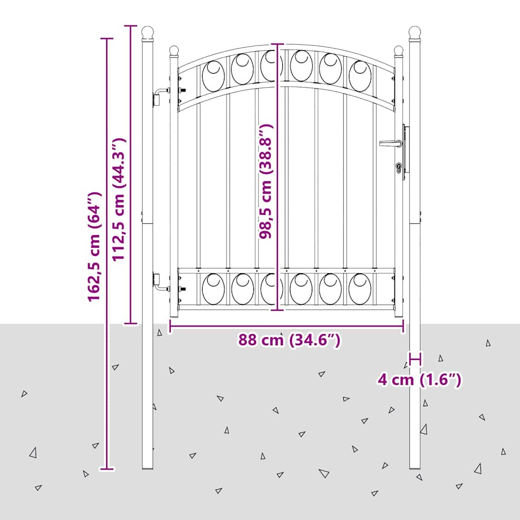 vidaXL Πύλη Φράχτη Γκρι 125 x 100 εκ Ατσάλι με Επικάλυψη Πούδρας