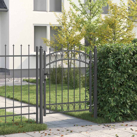 vidaXL Πύλη Φράχτη με Ακίδες με κλειδαριά Γκρι 125 x 100 εκ