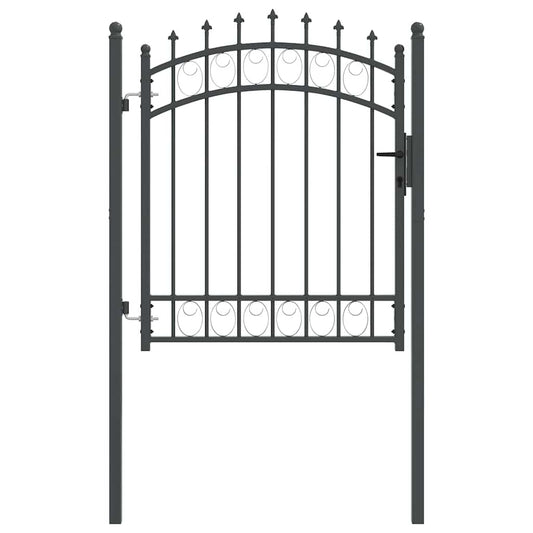 vidaXL Πύλη Φράχτη με Ακίδες με κλειδαριά Γκρι 125 x 100 εκ