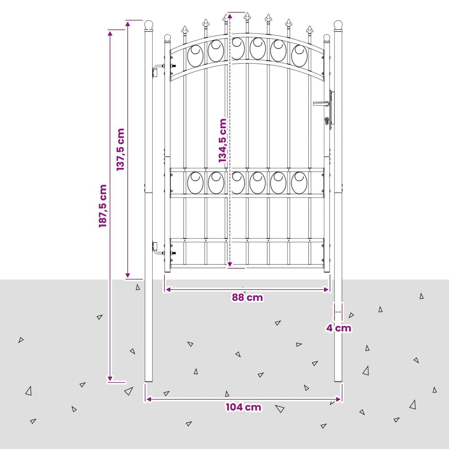 vidaXL Πύλη Φράχτη με Ακίδες EMMEN 104 x 134,5 cm Κλειδώσιμο