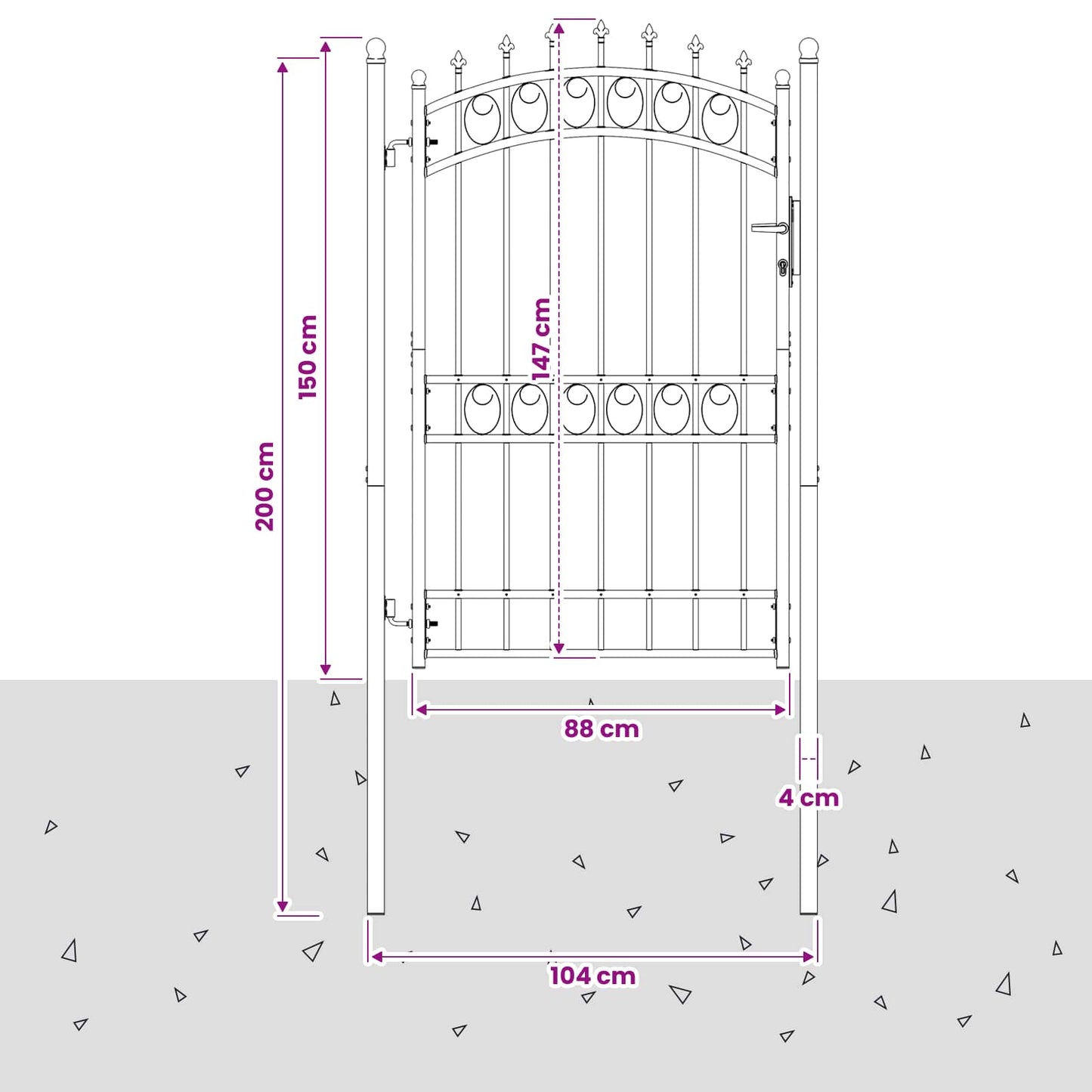 vidaXL Πύλη Φράχτη με Ακίδες EMMEN 104 x 147 cm Κλειδώσιμο