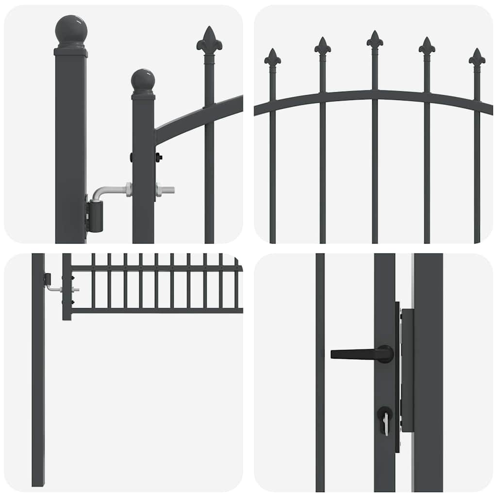 vidaXL Πύλη Φράχτη με Ακίδες με κλειδαριά Γκρι 170 x 100 εκ.