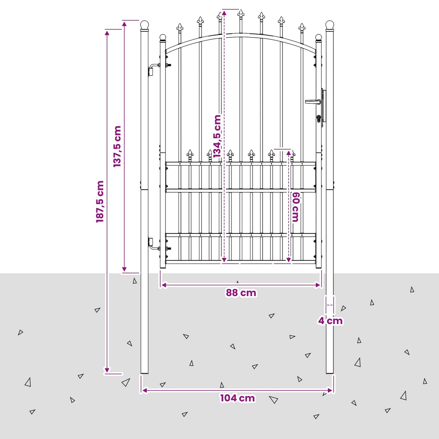 vidaXL Πύλη Φράχτη με Ακίδες EMMEN 104 x 134,5 cm Κλειδώσιμο