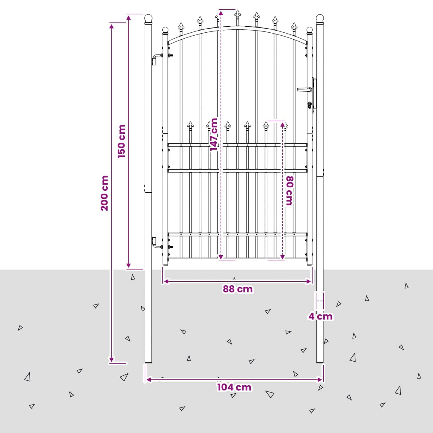 vidaXL Πύλη Φράχτη με Ακίδες EMMEN 104 x 147 cm Κλειδώσιμο