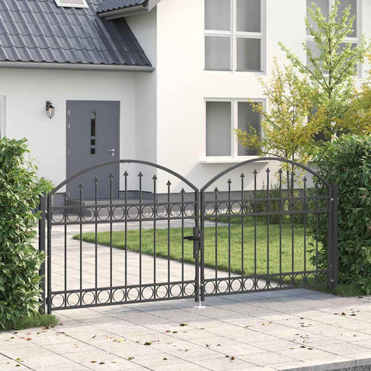 vidaXL Πύλη Φράχτη με κλειδαριά Γκρι 301 x 224.5 εκ. Ατσάλι