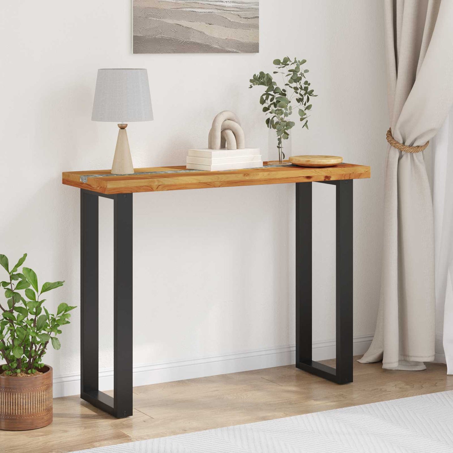 vidaXL Τραπέζι κονσόλας Καφέ 100 x 35 x 75 εκ. Στερεό Ξύλο Τίκ