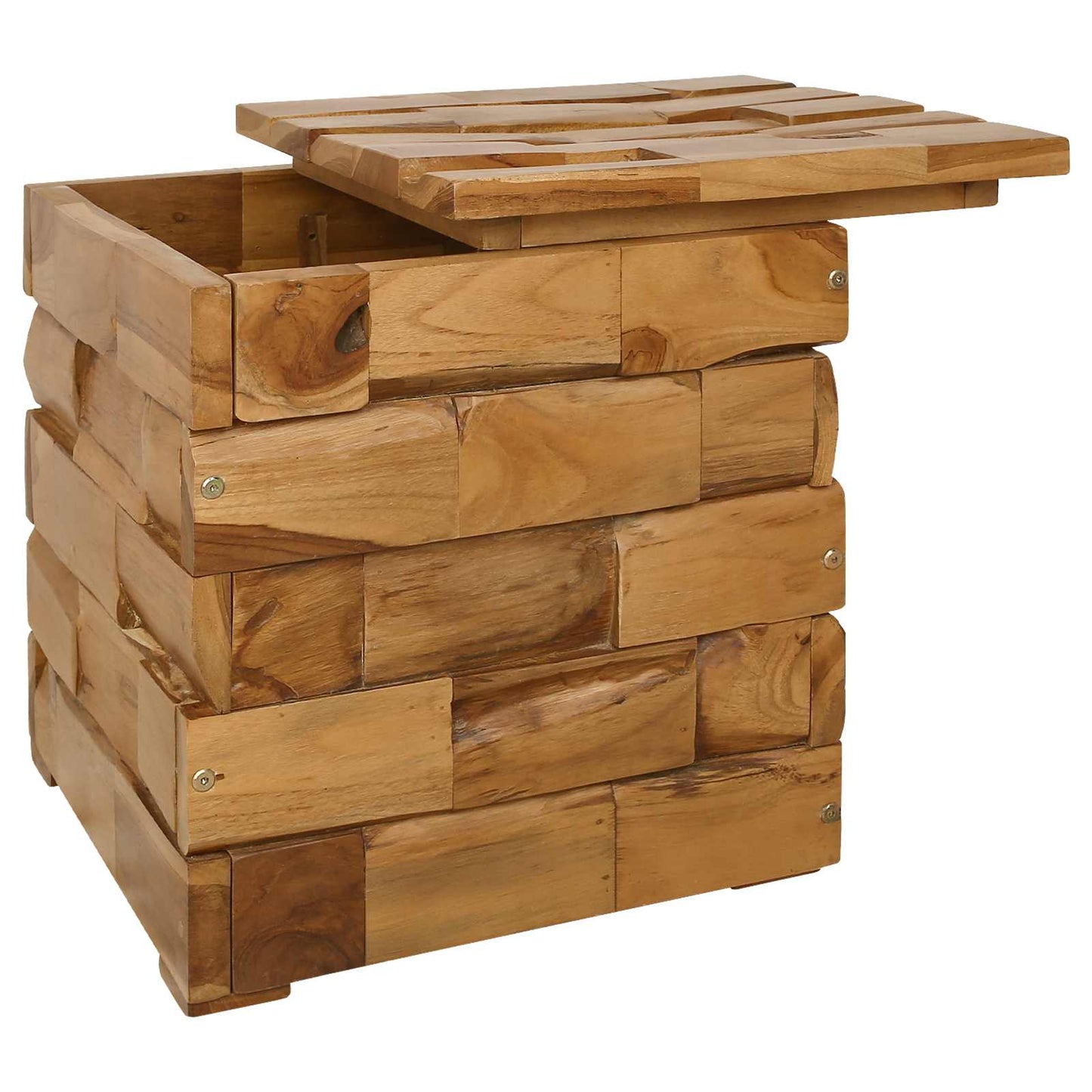 vidaXL Σκαμπό Αποθήκευσης Καφέ 40 x 40 x 45 cm Στερεό Ξύλο Τίκ