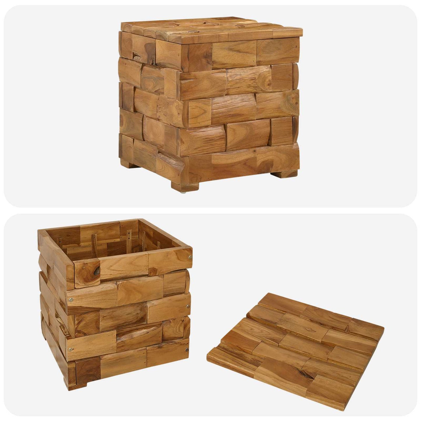 vidaXL Σκαμπό Αποθήκευσης Καφέ 40 x 40 x 45 cm Στερεό Ξύλο Τίκ