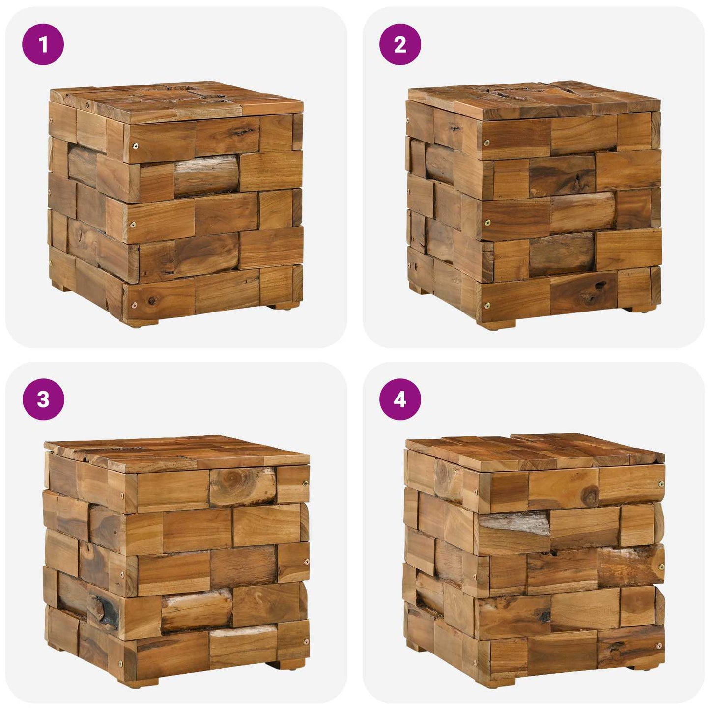 vidaXL Σκαμπό Αποθήκευσης Καφέ 40 x 40 x 45 cm Στερεό Ξύλο Τίκ