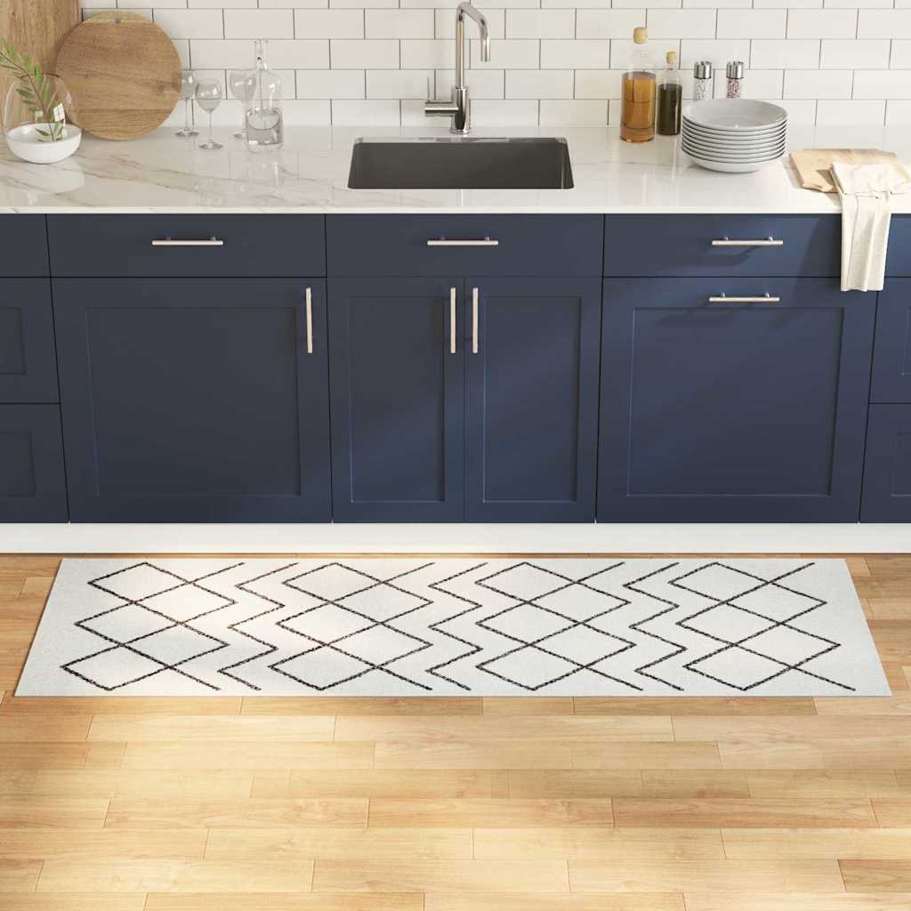 vidaXL Χαλί Κουζίνας Λευκό 180 x 60 cm Βελούδο