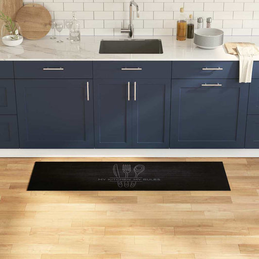 vidaXL Χαλί Κουζίνας Κουτάλια Μαύρο 150 x 45 εκ Βελούδο
