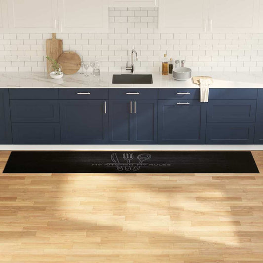 vidaXL Χαλί Κουζίνας Είδη Κουζίνας Μαύρο 300 x 60 εκ Βελούδο