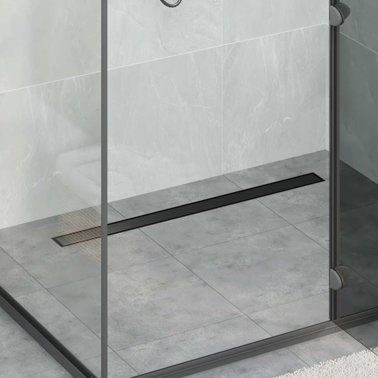 vidaXL Σιφόνι ντους 2-σε-1 με 360° σιφόνι Μαύρο 90 cm