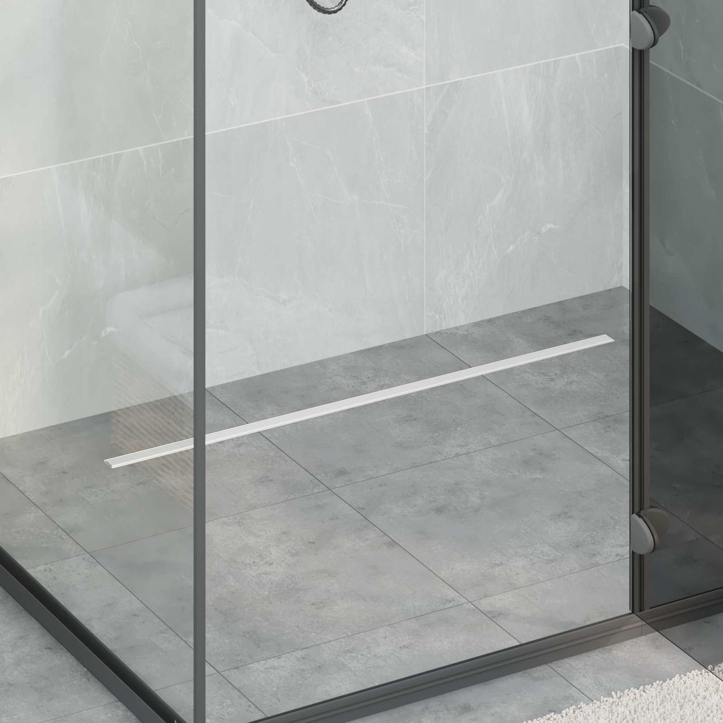 vidaXL 360° Νεροχύτης ντους με λεπτό μοντέλο Ασημί 90 cm