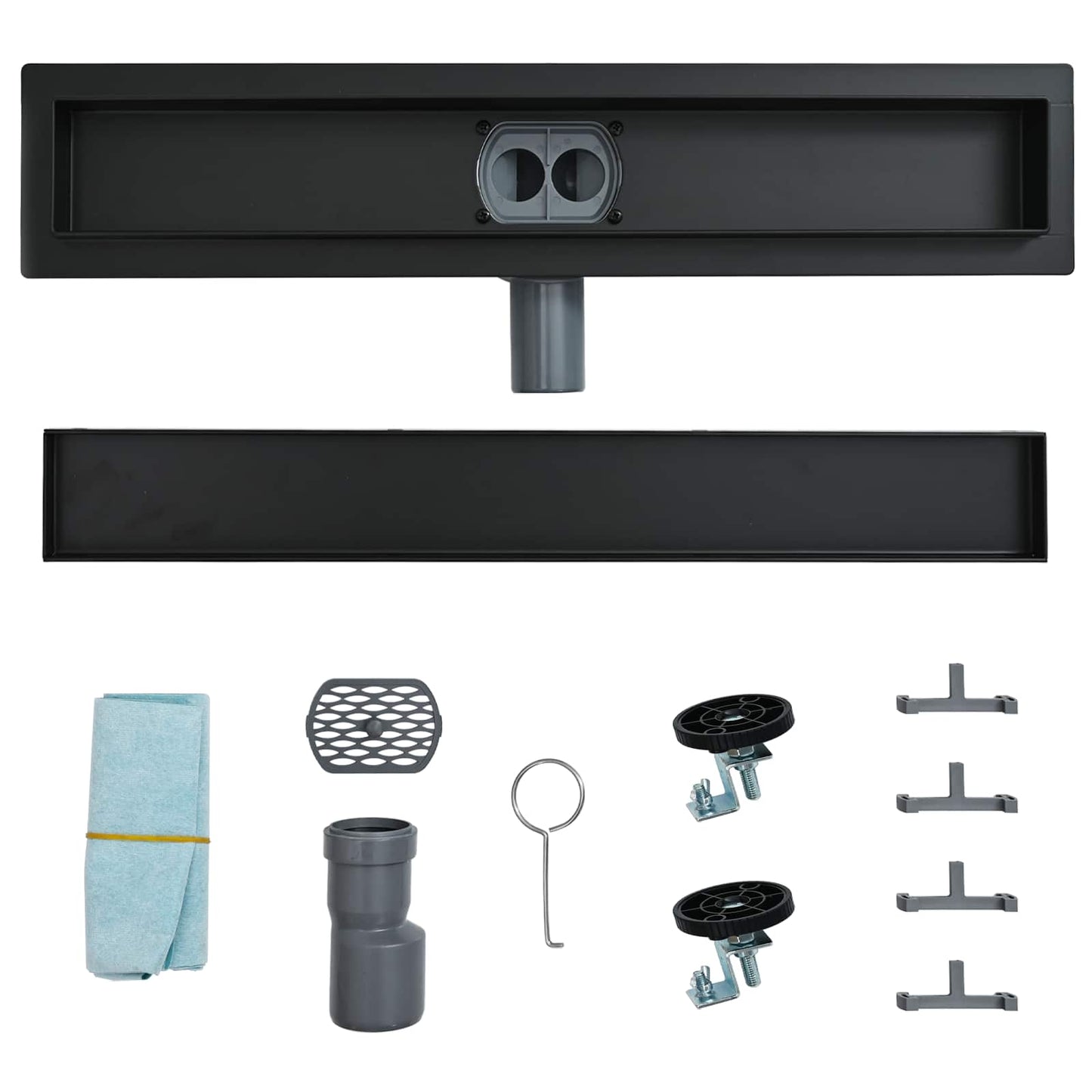 vidaXL Σιφόνι ντους 2-σε-1 με 360° σιφόνι Μαύρο 60 cm