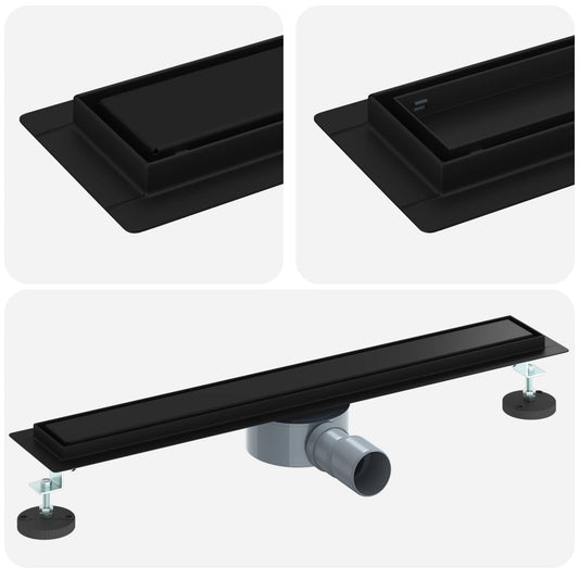 vidaXL Σιφόνι ντους 2-σε-1 με 360° σιφόνι Μαύρο 60 cm