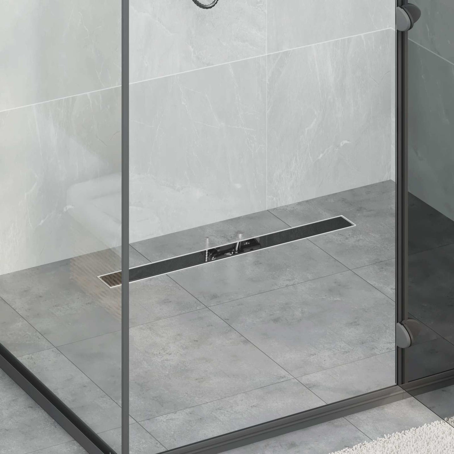 vidaXL Εκροή ντους με γυάλινη επικάλυψη Μαύρο 70 cm