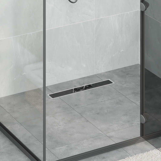 vidaXL Εκροή ντους με γυάλινη επικάλυψη Μαύρο 50 cm