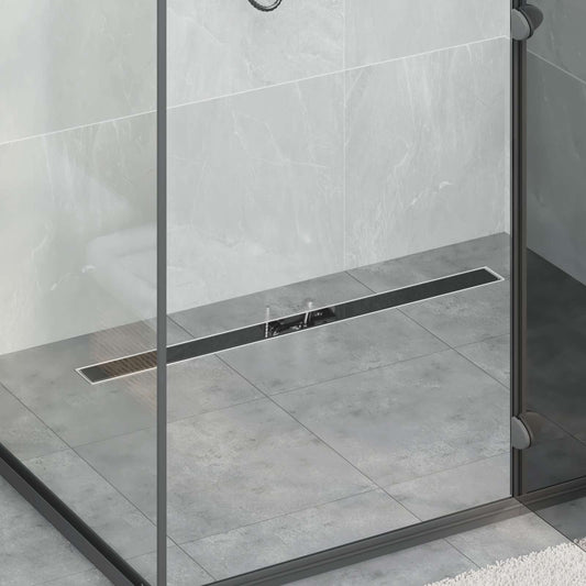 vidaXL Εκροή ντους με γυάλινη επικάλυψη Μαύρο 90 cm