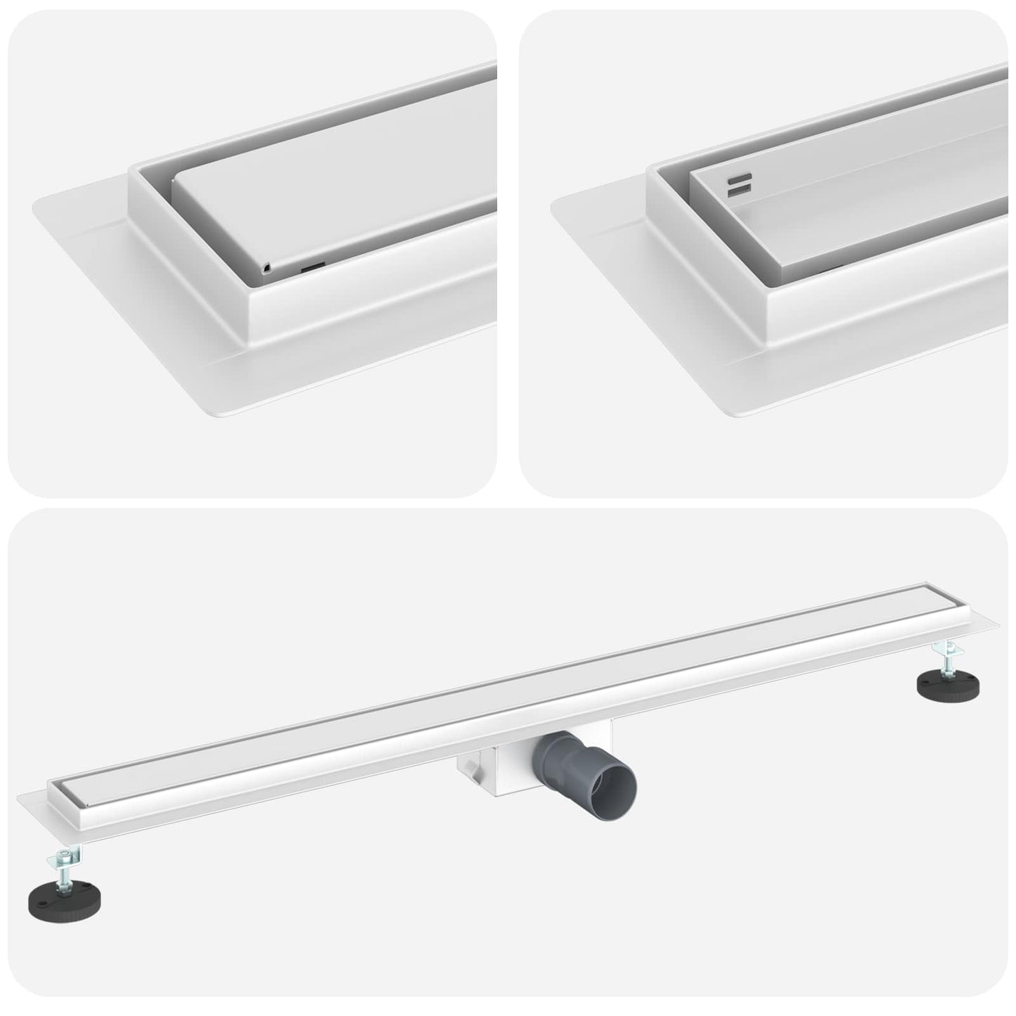 vidaXL 2 σε 1 εκροή ντους Ασημί 100 cm Ανοξείδωτο Ατσάλι 304