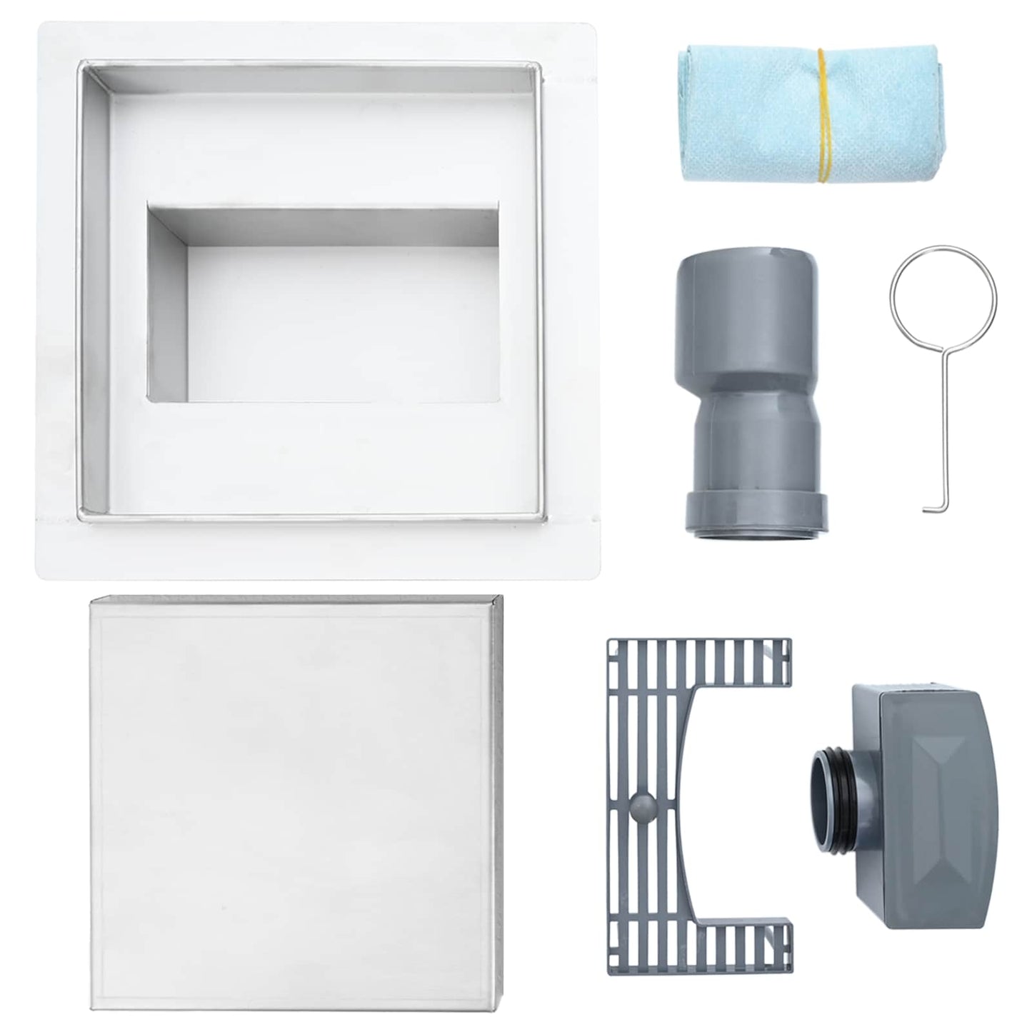 vidaXL 2 σε 1 εκροή ντους Ασημί 15 x 15 εκ Ανοξείδωτο Ατσάλι 304