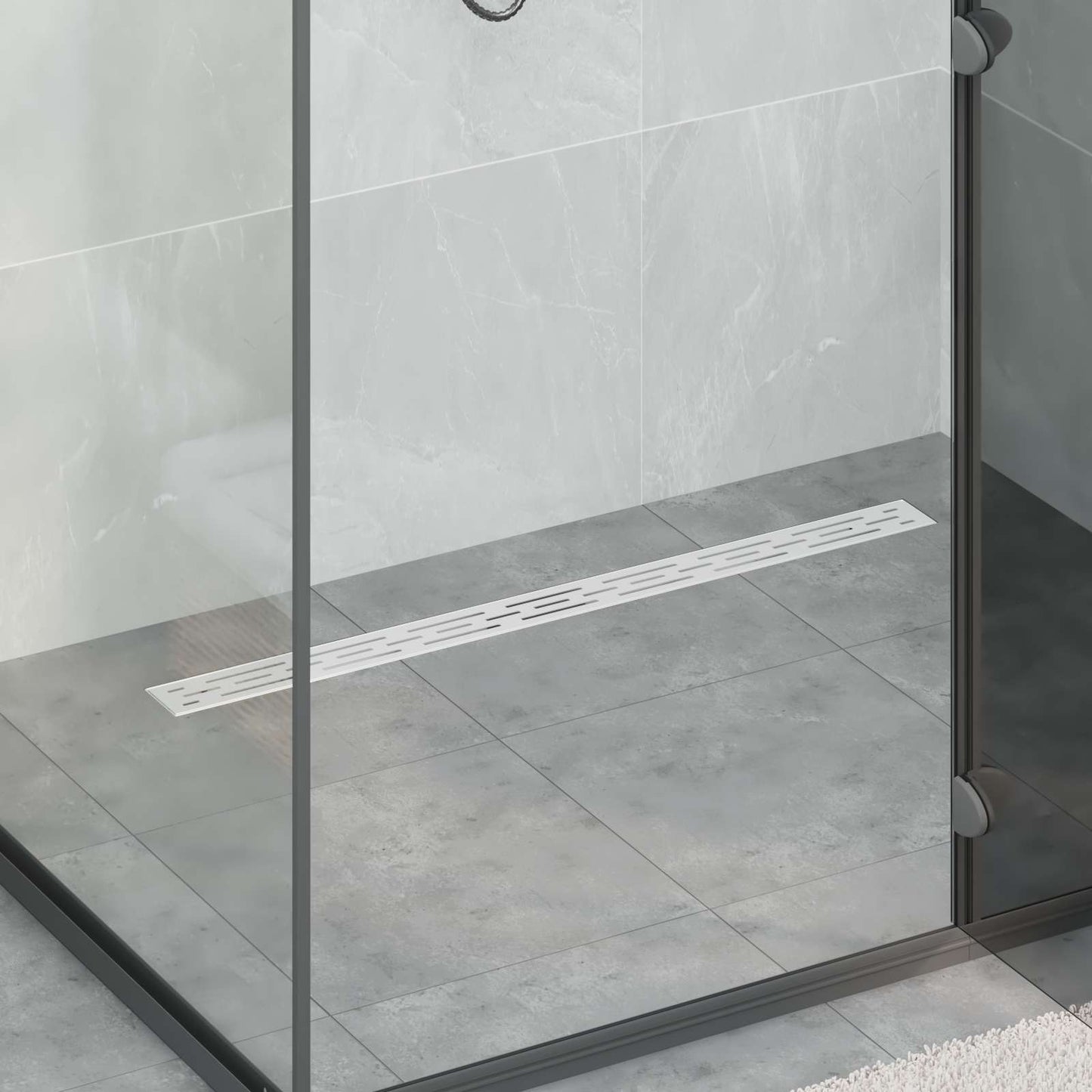 vidaXL Εκροή ντους με σχέδιο γραμμής Ασημί 100 cm