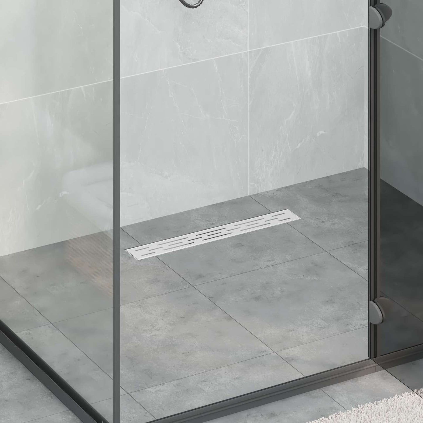 vidaXL Εκροή ντους με σχέδιο γραμμής Ασημί 60 cm Ανοξείδωτο Ατσάλι 304