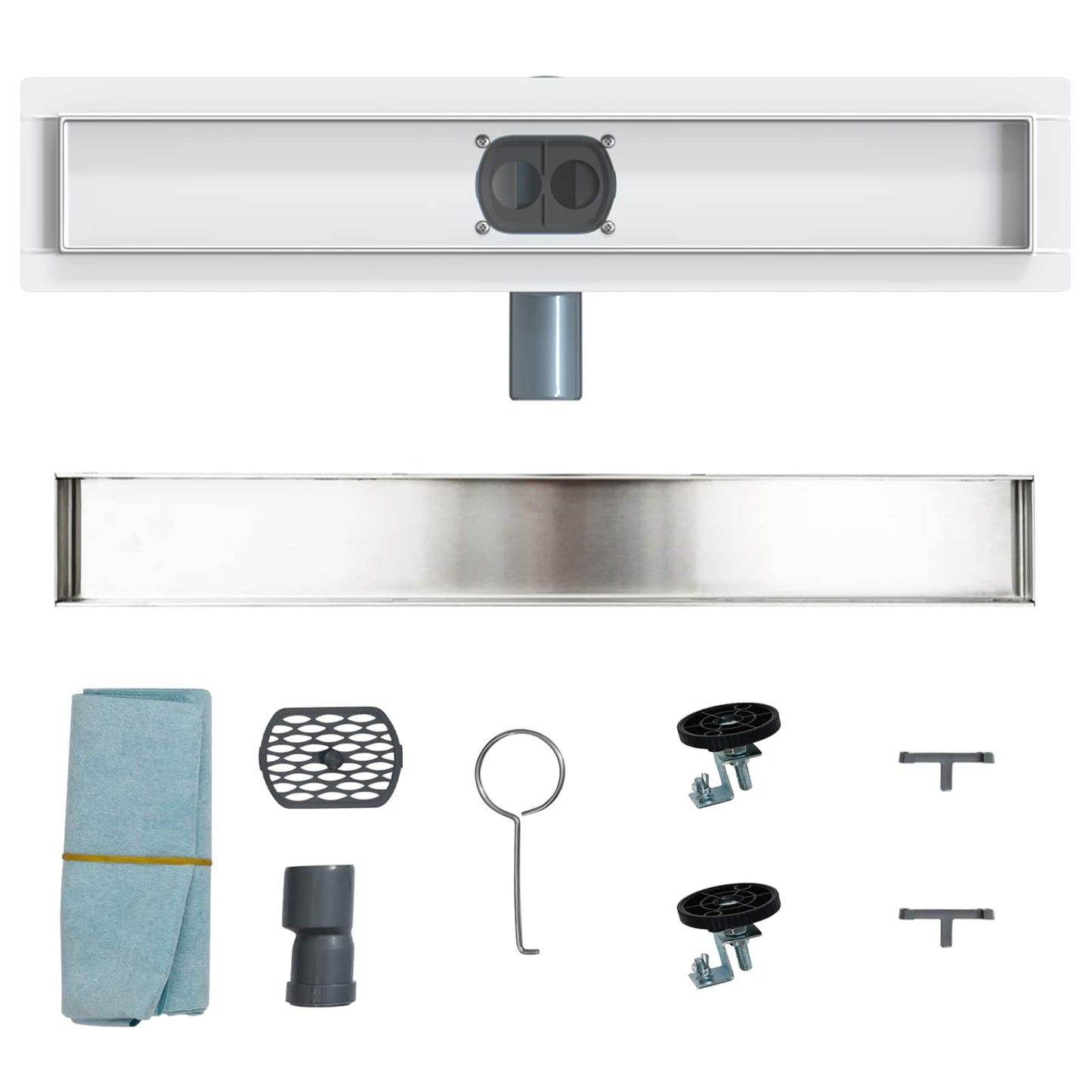 vidaXL Σιφόνι ντους 2-σε-1 με 360° σιφόνι Ασημί 54 x 11 x 9,5 εκ