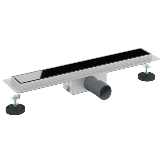 vidaXL Εκροή ντους με γυάλινη επικάλυψη Μαύρο 60 cm