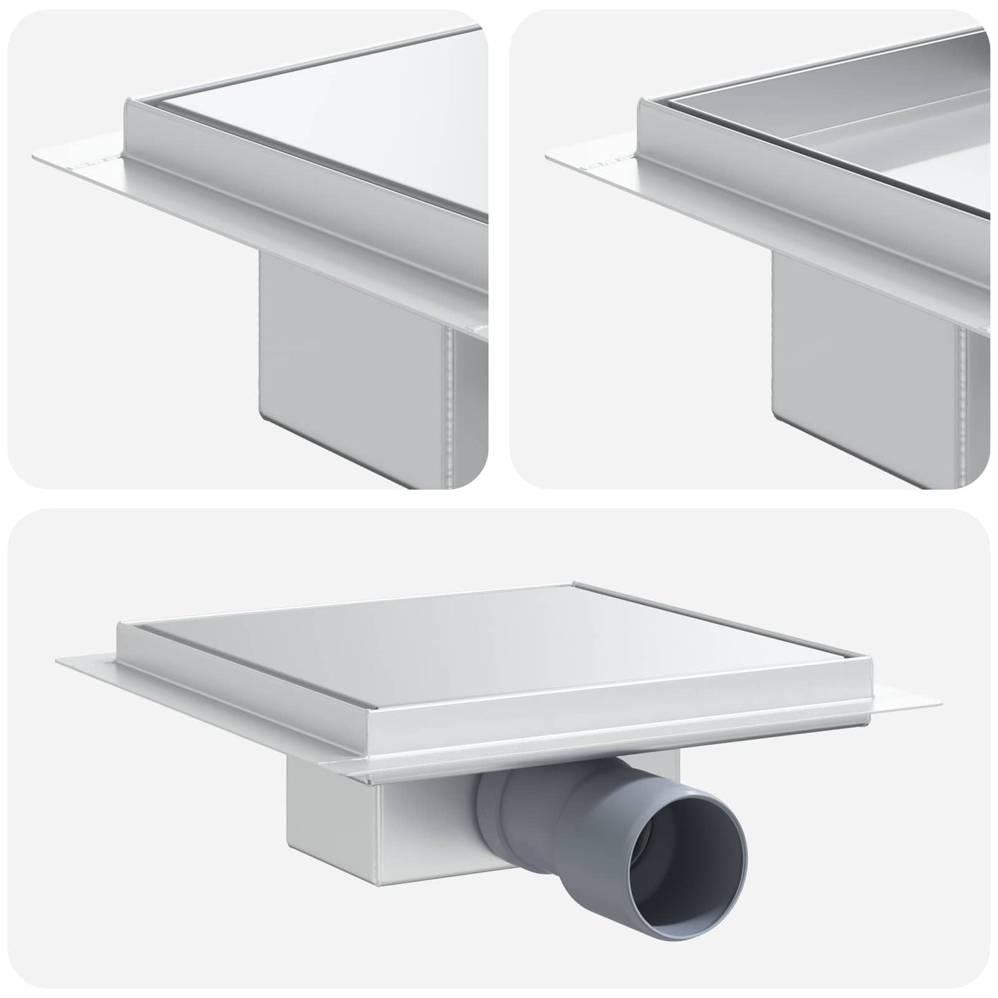 vidaXL 2 σε 1 εκροή ντους Ασημί 20 x 20 cm Ανοξείδωτο Ατσάλι 304