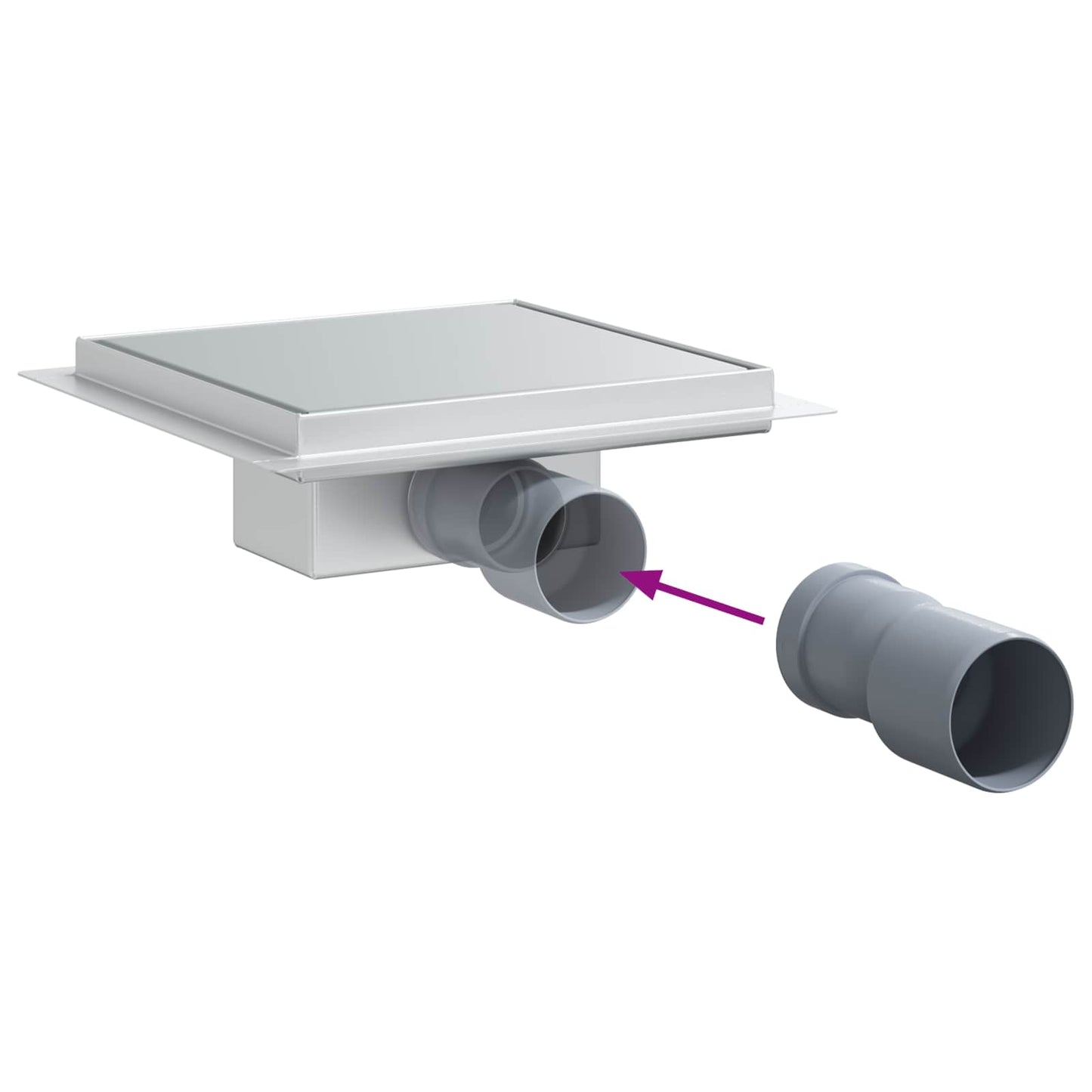 vidaXL 2 σε 1 εκροή ντους Ασημί 20 x 20 cm Ανοξείδωτο Ατσάλι 304