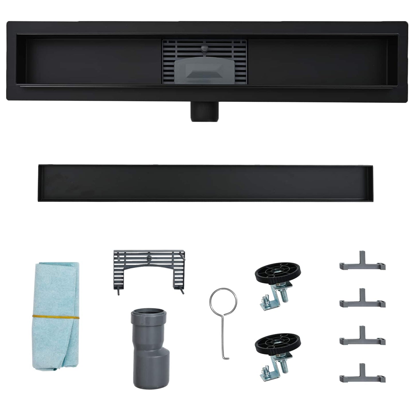 vidaXL 2 σε 1 εκροή ντους Μαύρο 80 cm Ανοξείδωτο Ατσάλι 304