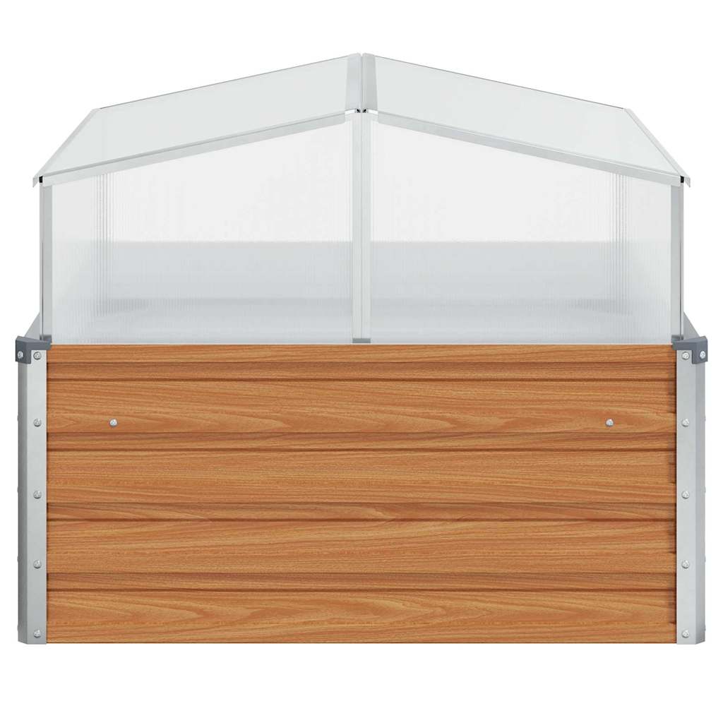 vidaXL Γλαστράκι Κήπου με Θερμοκήπιο Ανοιχτό καφέ 100 x 100 x 77 cm