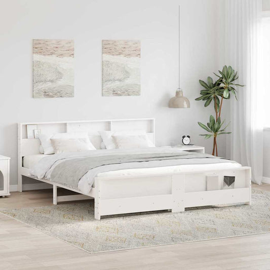 vidaXL Σκελετός Κρεβατιού Λευκό 200 x 200 cm Επεξεργασμένο ξύλο
