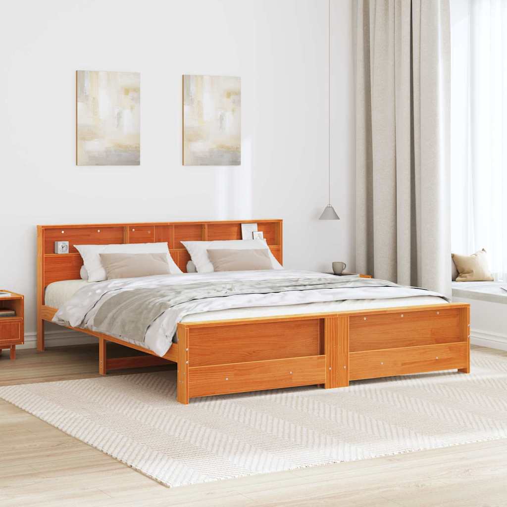 vidaXL Σκελετός Κρεβατιού Κερωτό καφέ 200 x 200 cm Στερεό πεύκο