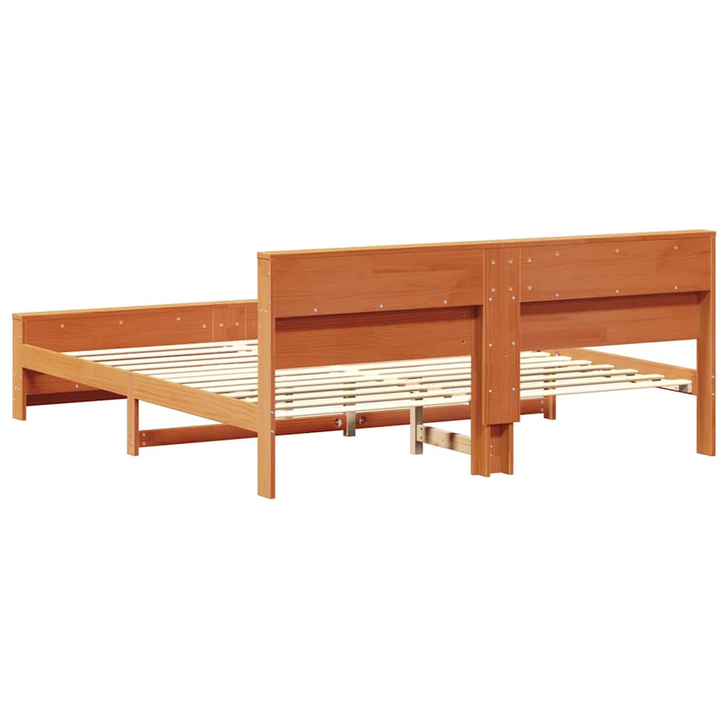 vidaXL Σκελετός Κρεβατιού Κερωτό καφέ 200 x 200 cm Στερεό πεύκο