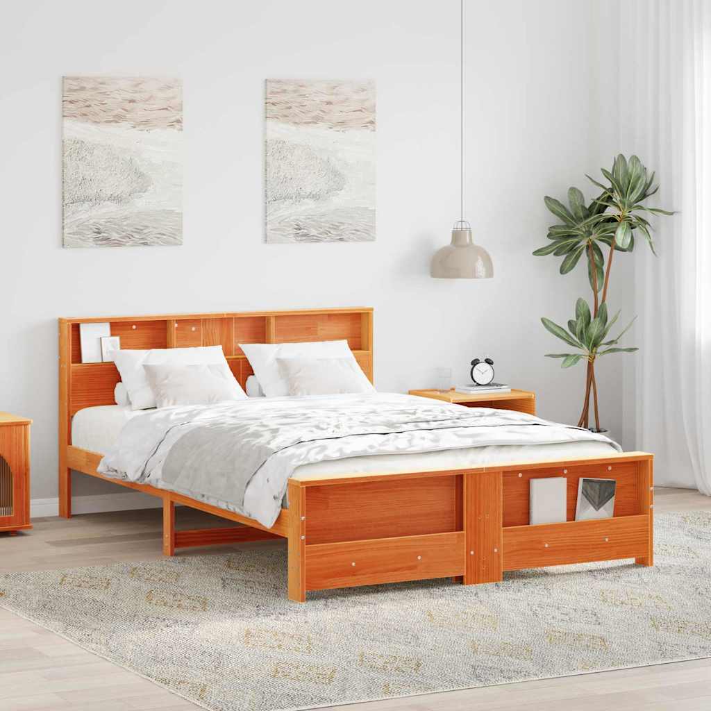 vidaXL Σκελετός Κρεβατιού Κερωτό καφέ 150 x 200 cm Επεξεργασμένο ξύλο