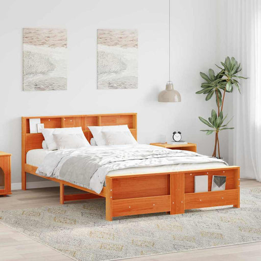 vidaXL Σκελετός Κρεβατιού Κερωτό καφέ 140 x 200 cm Επεξεργασμένο ξύλο