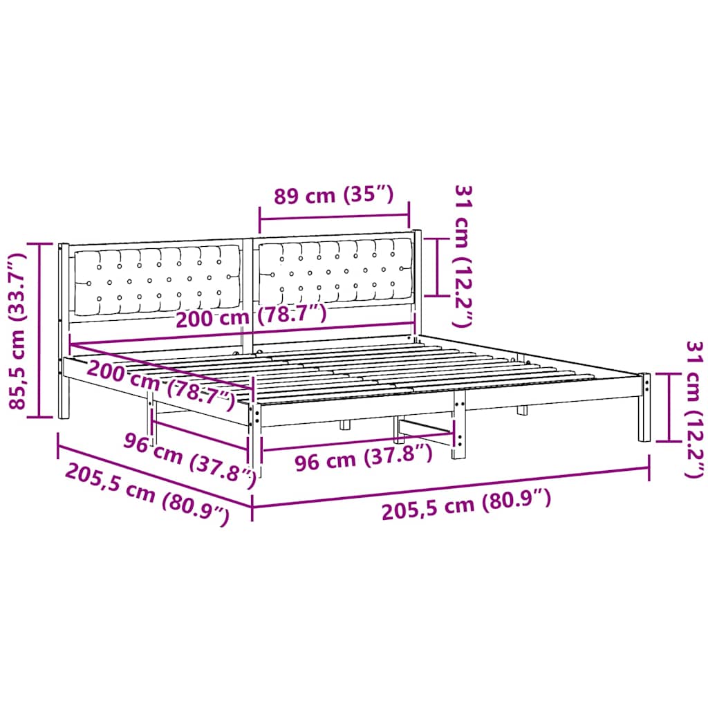 vidaXL Σκελετός Κρεβατιού Taupe 200 x 200 cm Στερεά ξυλεία πεύκου