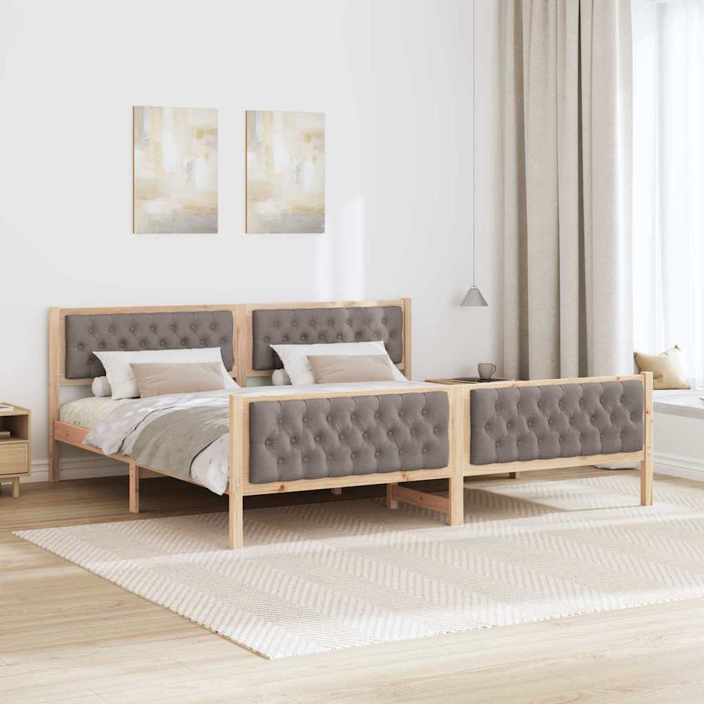 vidaXL Σκελετός Κρεβατιού Taupe 200 x 200 cm Στερεά ξυλεία πεύκου