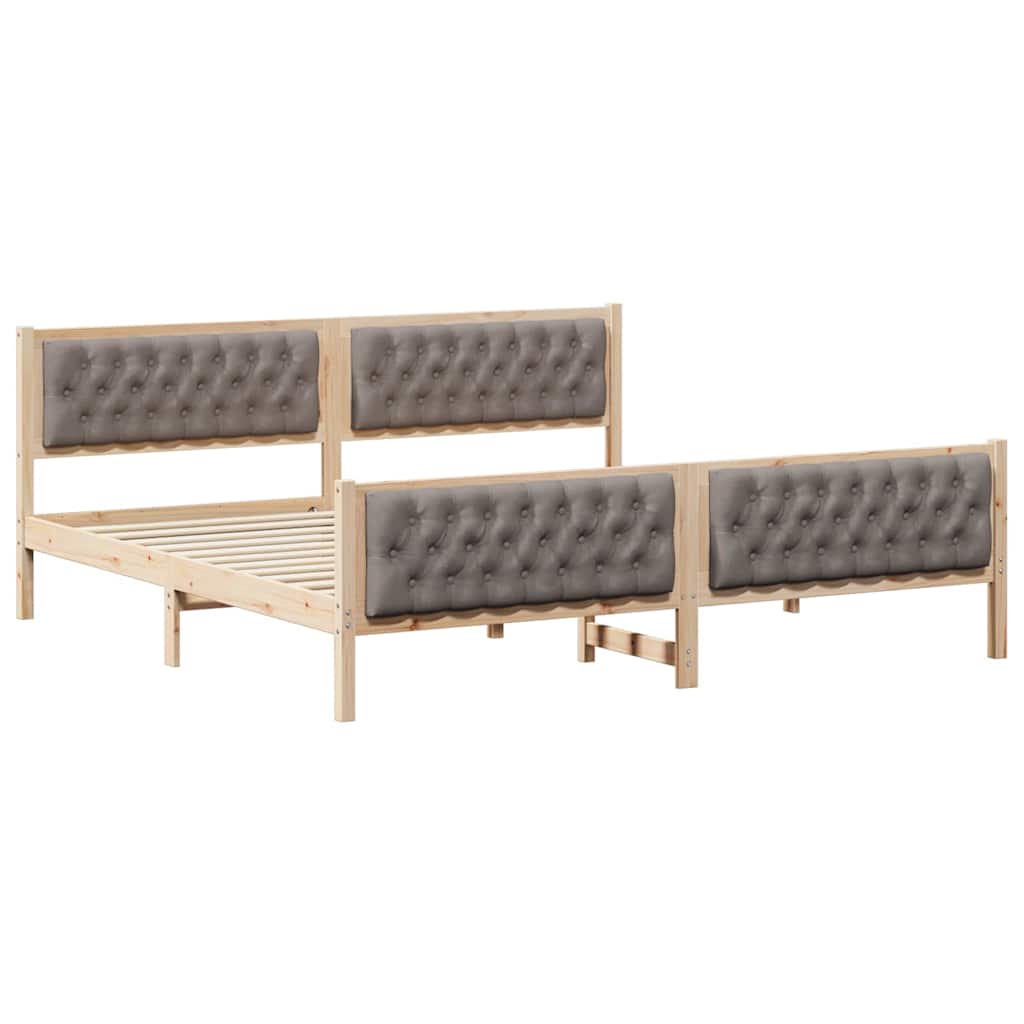 vidaXL Σκελετός Κρεβατιού Taupe 200 x 200 cm Στερεά ξυλεία πεύκου