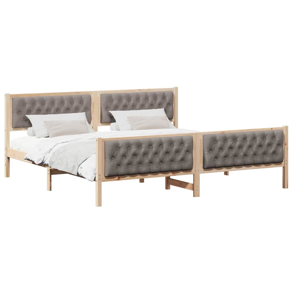 vidaXL Σκελετός Κρεβατιού Taupe 200 x 200 cm Στερεά ξυλεία πεύκου
