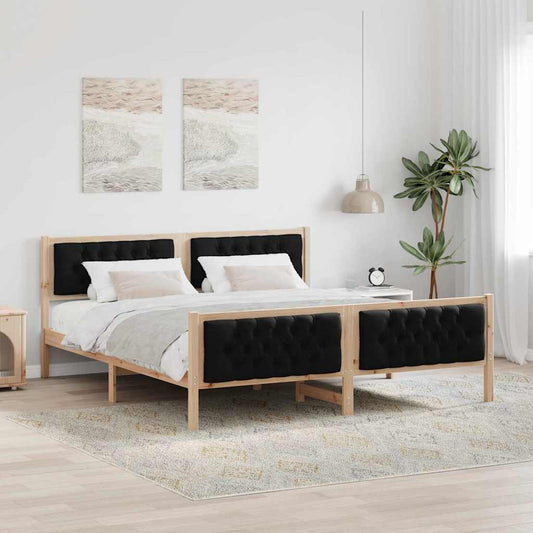vidaXL Σκελετός Κρεβατιού Μαύρο 180 x 200 cm Στερεά ξυλεία πεύκου