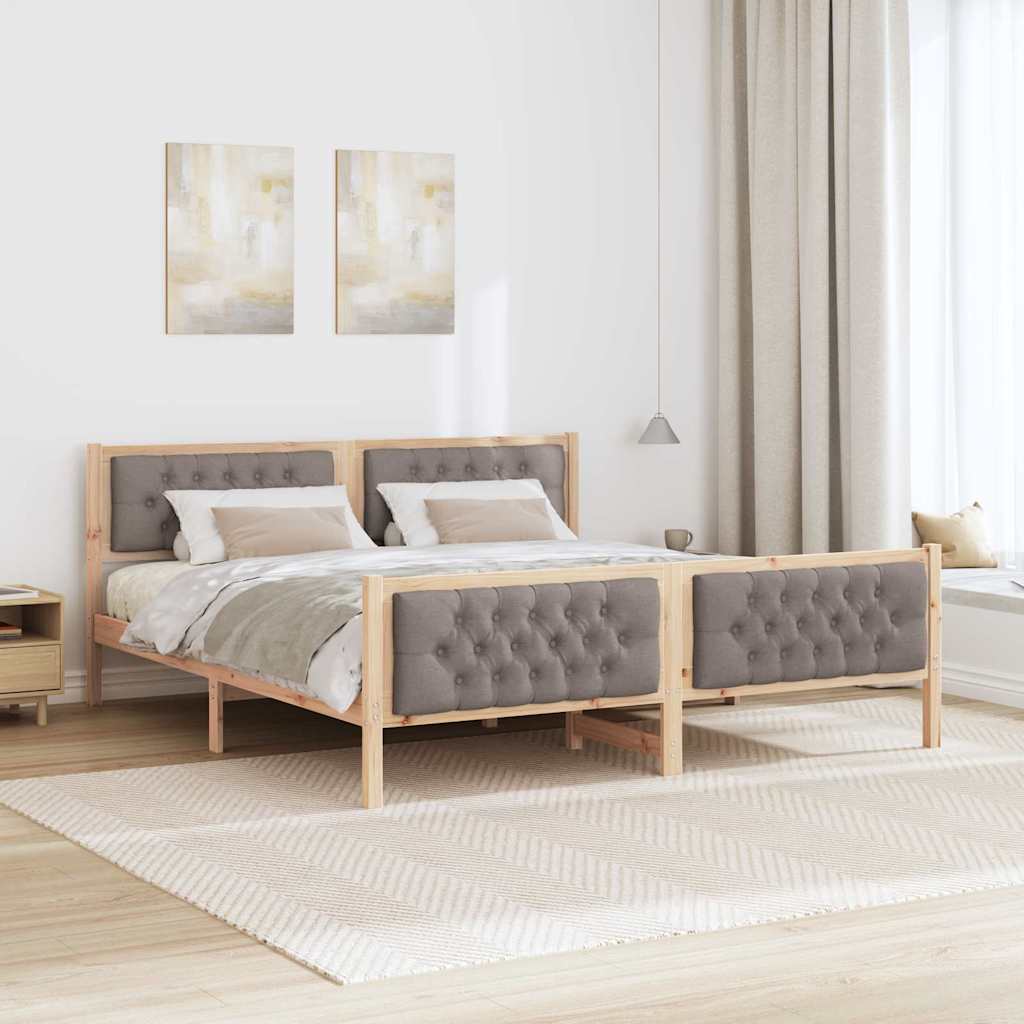 vidaXL Σκελετός Κρεβατιού Taupe 160 x 200 cm Στερεά ξυλεία πεύκου