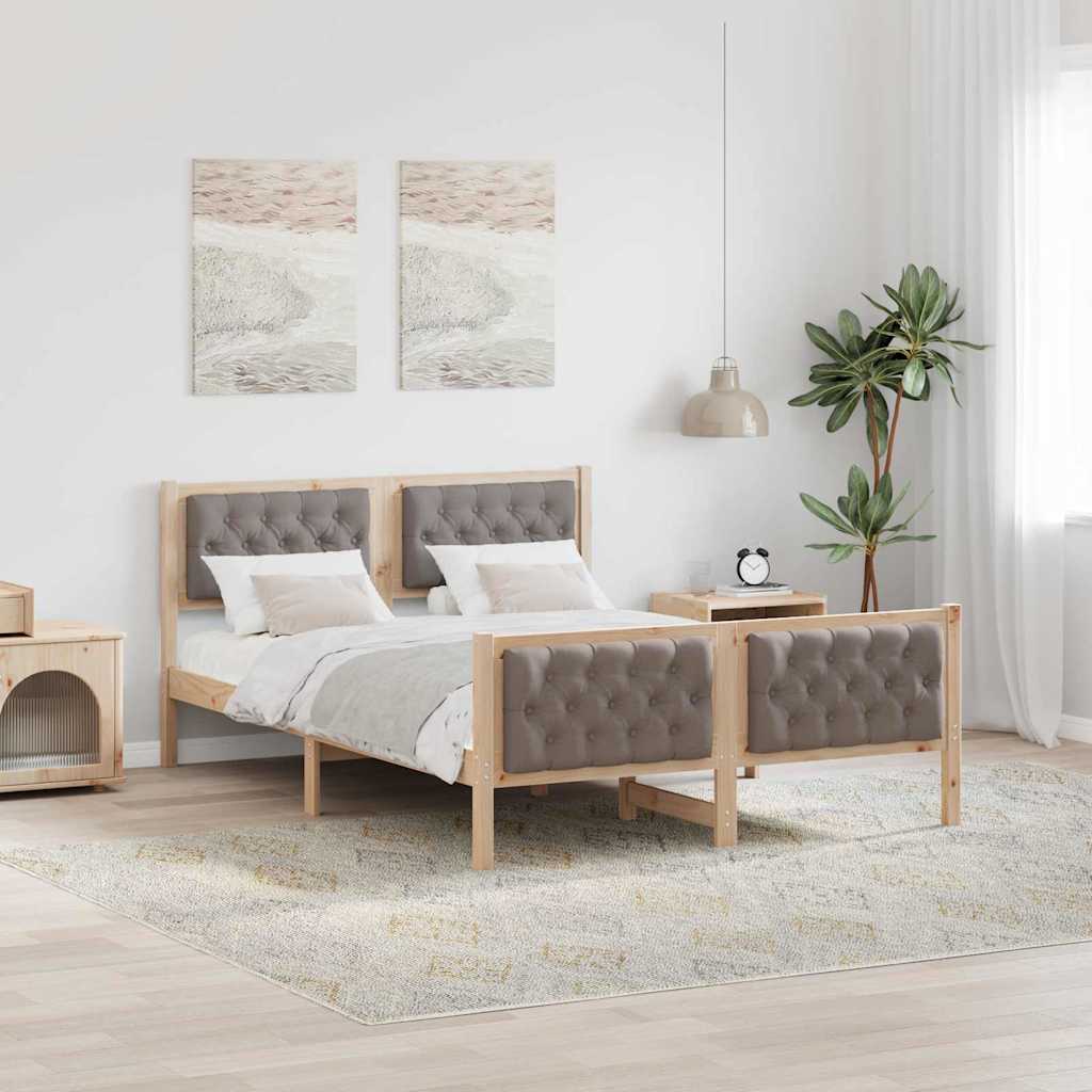vidaXL Σκελετός Κρεβατιού Taupe 140 x 190 cm Στερεά ξυλεία πεύκου