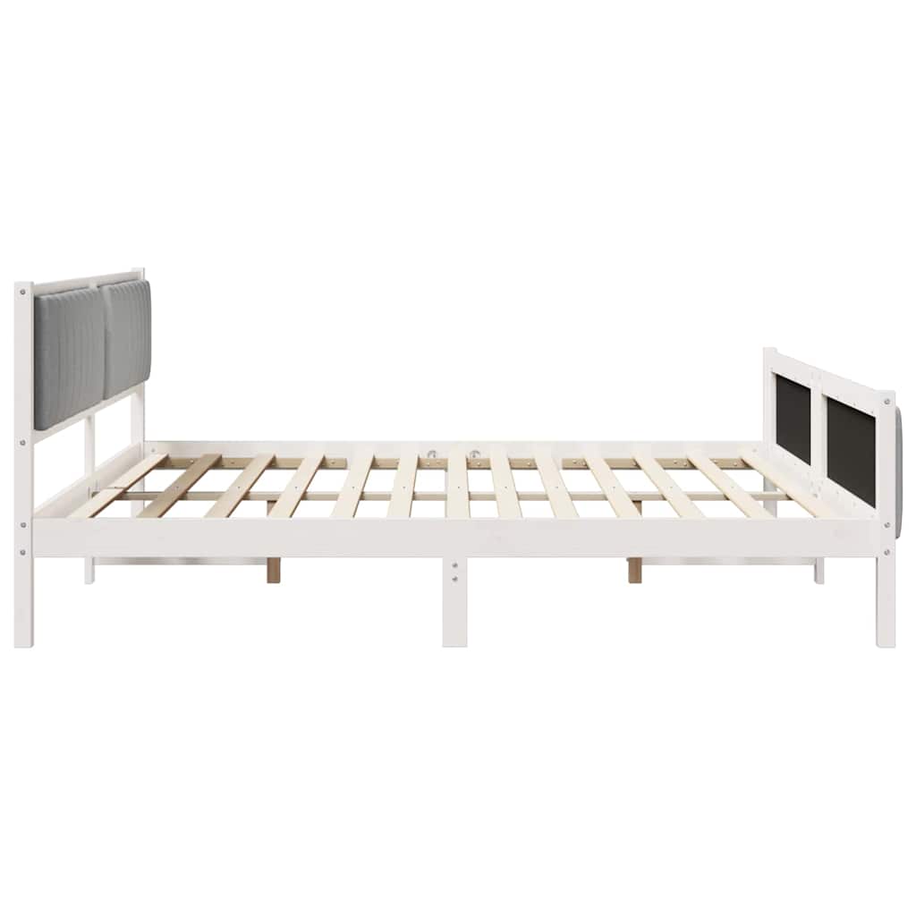 vidaXL Σκελετός Κρεβατιού Λευκό και ανοιχτό γκρι 200 x 200 cm